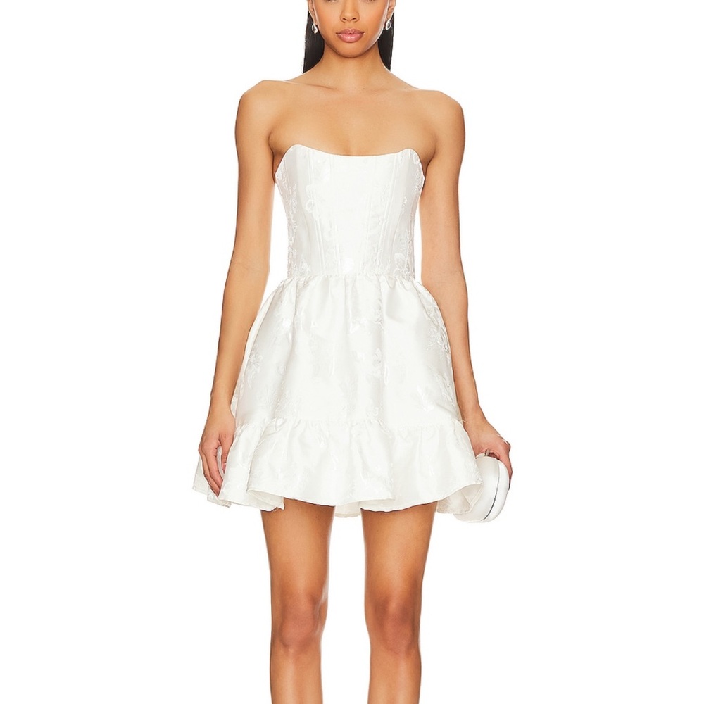 V. Chapman Ginny Corset Mini Dress in White Baroque Floral (size 6)
